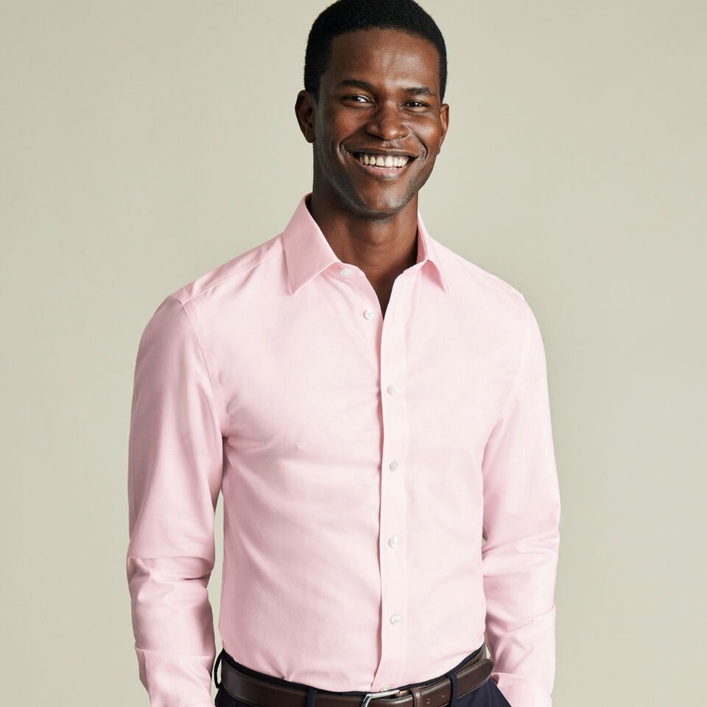 Charles Tyrwhitt Light Pink Non-Iron Royal Oxford Slim Fit Shirt